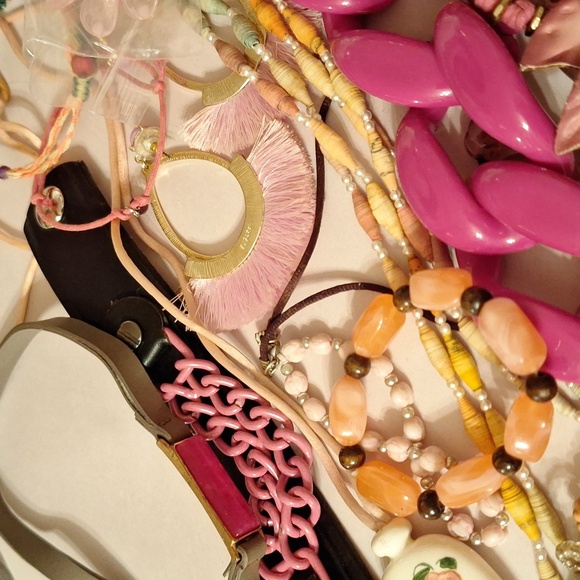 Huge Lot 38 PINK Themed Fashion Jewelry Barbie PUNK Mall Goth Bubble Gum Colors - Picture 3 of 11